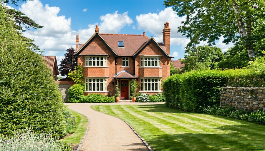British family home with garden